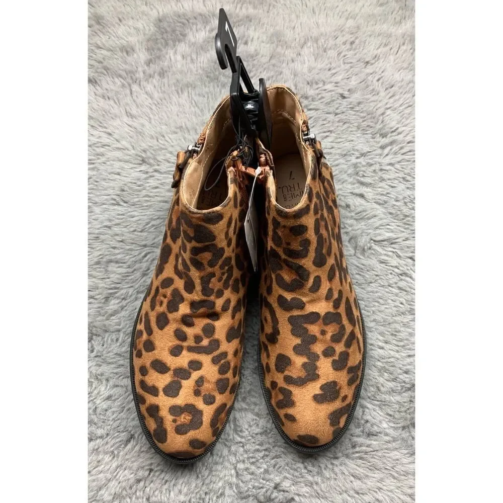 Brown leopard print ankle boots